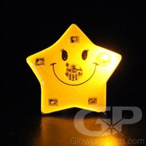 Smiling Star Light Up LED Flashing Lapel Pins Body Lights