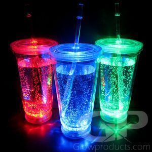 Light Up Travel Cups with Lid and Straw