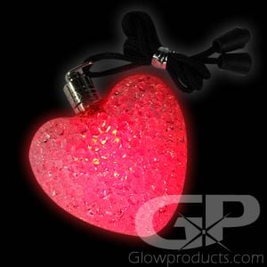 Light Up Heart Pendants Glow Necklaces Red