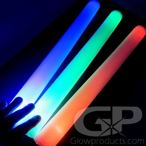 100 CUSTOM LED Foam Glow Sticks 16 Inch 3 Modes Multi-color, Light