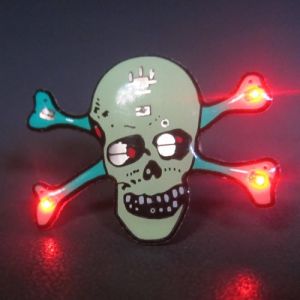 Light Up Skull Crossbones LED Halloween Pins