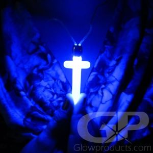 Cross Pendant with Blue Glowing Light