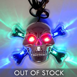 Light Up Skull Necklace Glowing Halloween Pendant