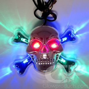 Light Up Skull Necklace Glowing Halloween Pendant