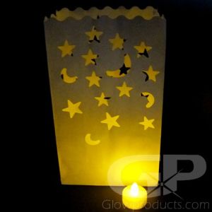 Luminary Bags with Tea Lights - Moon and Stars