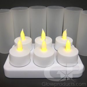 Rechargeable Tea Light Candles with Charging Base