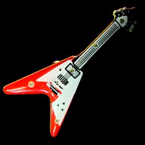 Flying V Guitar Flashing LED Light Up Lapel Pins Body Light