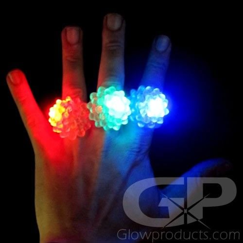 Light Up LED Bubble Finger Rings LED Jelly Rings Glowproducts