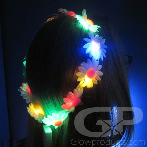Light Up Daisy Floral Headband - Glowing Flower Crown  display picture 3