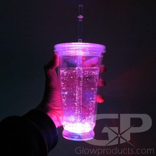 Light Up LED No Spill Glowing Drink Cup with Lid Glowproducts