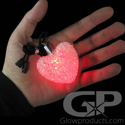 Large Soft Glowing LED Heart Pendant with Red Glow Glowproducts