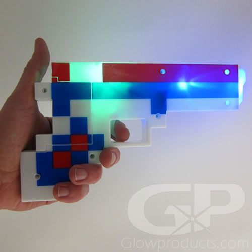 Pistola Giocattolo Pixelata Rosa 8-bit, Stile Ventole TNT, Divertimento Assicurato