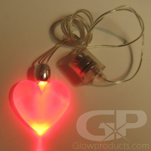 Light Up LED Heart Pendant - Glow and LED Jewelry