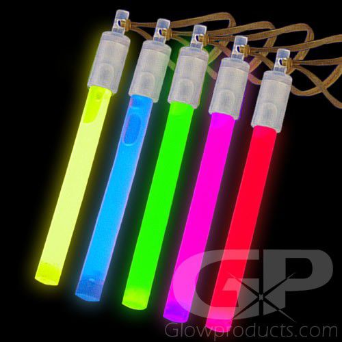 Yellow,Blue,Orange,Red with Lanyards. Pack of 4 Colors Glow Sticks 