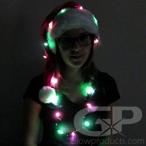 Details about   LED Lighting Necklace Christmas Holiday Costume Mini Multi-Color Light Glow Bulb 