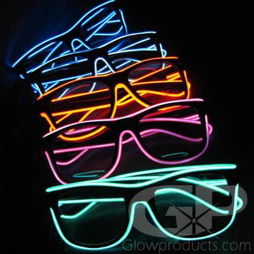 Aqua Glaray Light Up LED Glasses Novelty Luminous Glasses Adjustable EL Wire Neon Rave Eyeglasses 