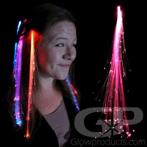 Fiber Optic LED Hair Extensions - Light Up Hair Braid Clips |  