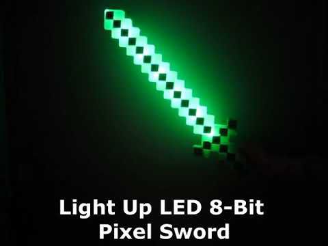 Green Mine craft light up Pixel Long Knight sword with Color Led Flashing 