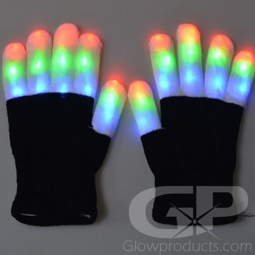 RexRod 7 colors light show LED Gloves Rave Light Finger Lighting Flashing Glo... 