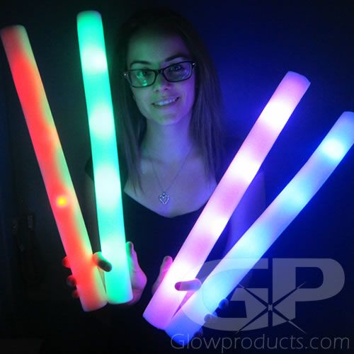 LED Foam Sticks - 18" Foam Glow Sticks - Single Colors |