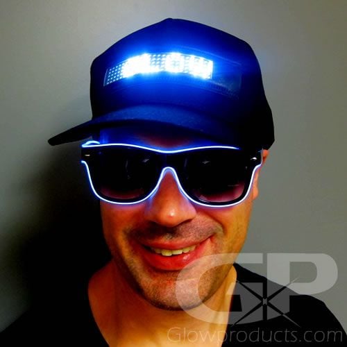 Light Up LED Hat with Scrolling Message LED Text - Glowproducts.com