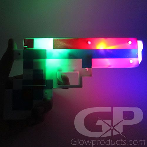 LIGHT-GUN Minecraft Pixel Pistole Licht Sound Spielzeugpistole Elektrisch Neu 