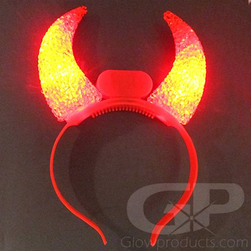 LED Light Up Devil Horns Flashing Headband Batteries Inclusive Christmas Party 