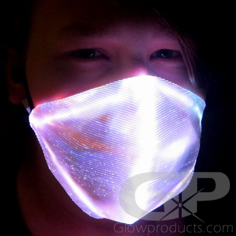 Fiber LED Color Glowing Face Mask USB Rechargeable with USB Cable Face Cover 