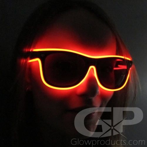 Glaray Light Up LED Glasses Novelty Luminous Glasses Adjustable EL Wire Neon Rave Eyeglasses Red