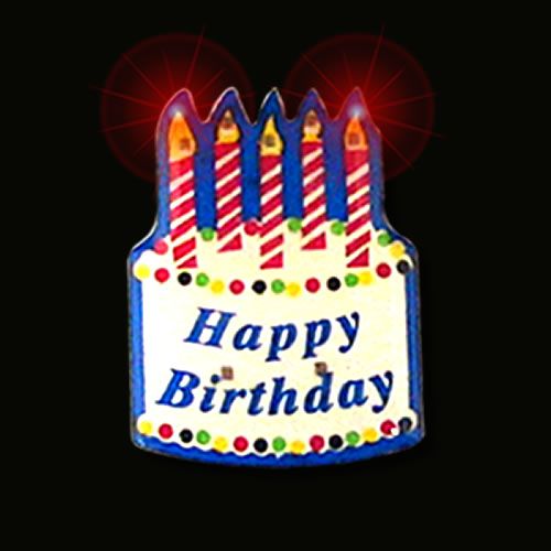 mandig Konflikt taxa Birthday Cake Pin - LED Body Lights and Flashing Pins | Glowproducts.com